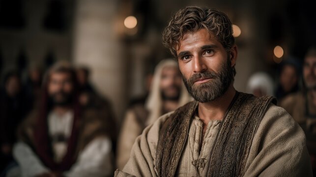A tense biblical scene of Ehud standing in the upper chamber of a Moabite palace before King Eglon, with rich interiors, guards in the background, and contrasting torchlight and desert daylight.
