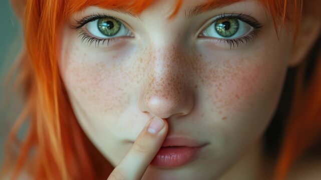 Portrait of a woman with freckles