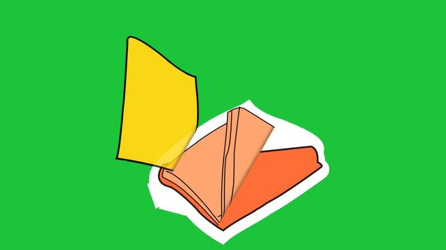 Animated flipping book pages on green screen background simple colorful education concept loop video