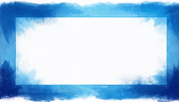 abstract blue square frame with rough painted edges and grunge texture modern artistic border on a white background ideal for posters social media and graphic layouts