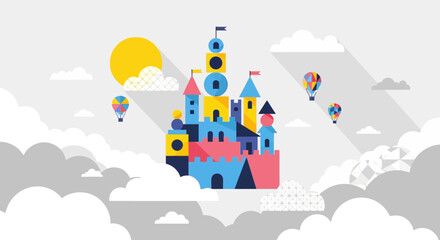 Colorful illustration of a castle. © iyawanz