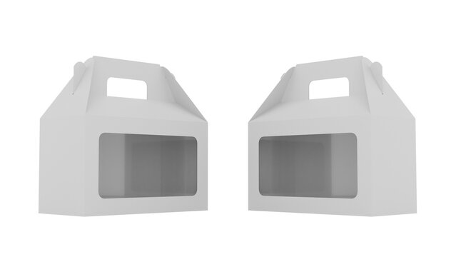 Realistic 3D Render Double Gable Box Window Front and Back View for Minimalist Retail Display Product Marketing and Professional Commercial Branding Identity Projects Isolated Assets