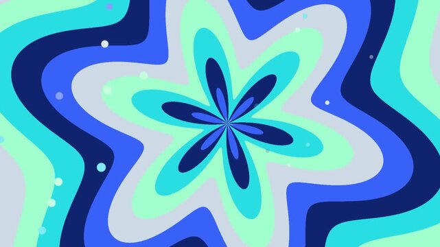 Abstract floral wave animation with pulsing blue and turquoise colors