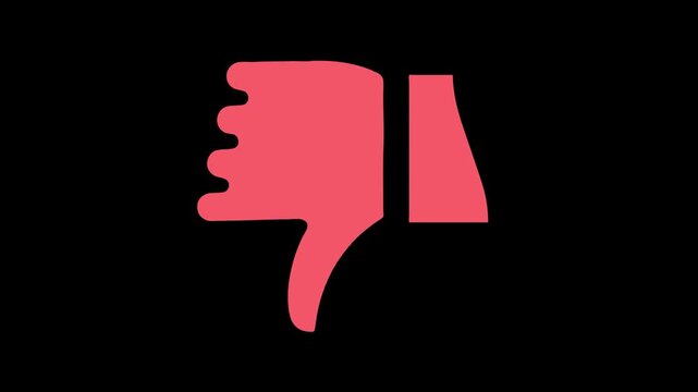 Negative reaction feedback on transparent background. Perfect for social media, rejected, feedback, and negative reactions. Motion graphics of hand thumb idea. Audience response. 