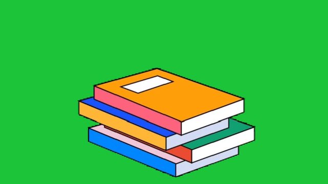 colorful stack of books illustration on green background education learning concept simple flat animation clip
