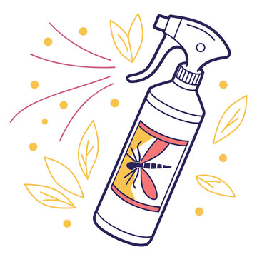 Mosquito repellent bottle vector illustration. Insect spray, anti-bug chemical product, pest control concept for outdoor summer season.