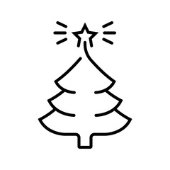 Obraz premium Christmas tree icon. Celebration and christmas line symbol. Black and white.