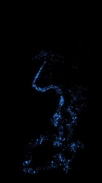 blue sparkle particle glitters light wave trail alpha channel loopable 4k animation, shiny glowing gold stars on transparent background isolated overlay vertical social media motion design element