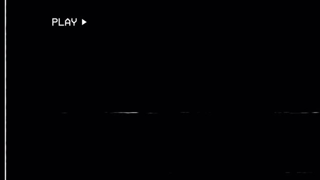 An old, damaged VHS tape is playing, with the text PLAY. A cool, vintage retro background for modern videos. Infinite loop. Transparent. 4k alpha channel.