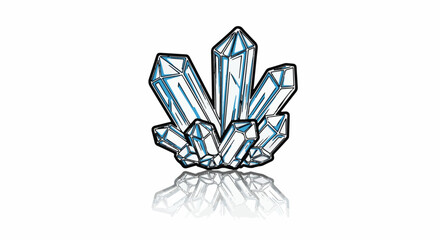 Fototapeta premium A cluster of stylized, translucent blue crystals with a black outline