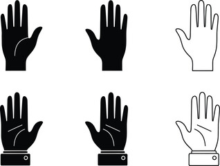 Fototapeta premium Six hand silhouettes varying gestures and styles