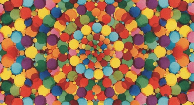 Vibrant concentric circles pattern, abstract, colorful, festive, geometric, playful, symmetrical, bright, repeating design.