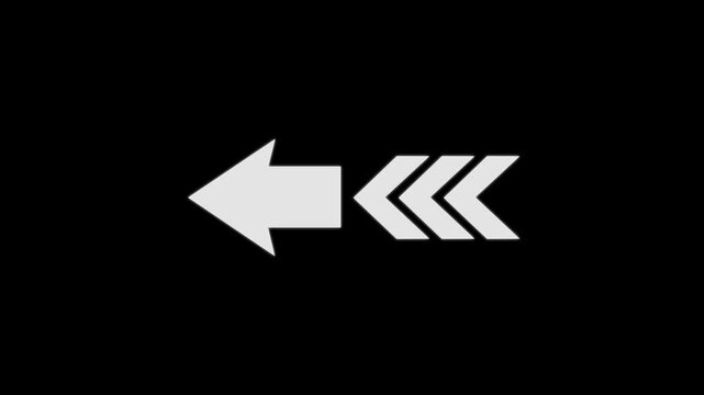arrow pointing right to left direction on black background. left-directional arrow loop animation