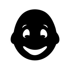Fototapeta premium Smiling Face Icon, Black Silhouette, Vector Emoticon, Simple Expression