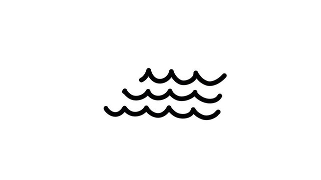 Black wavy lines on a white background forming a wave pattern doodle animated 4k stock video