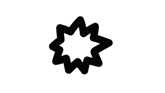 Black starburst shape on a white background for design and decoration purposes doodle animated 4k stock video