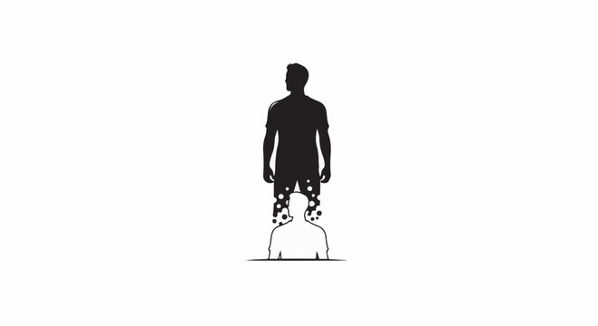 Silhouette of a person emerging from another, abstract concept
