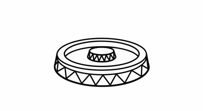 Simple isometric line drawing of a round drum with a textured head