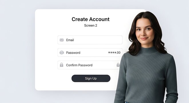user registration form create account signup ui interface app onboarding authentication concept.