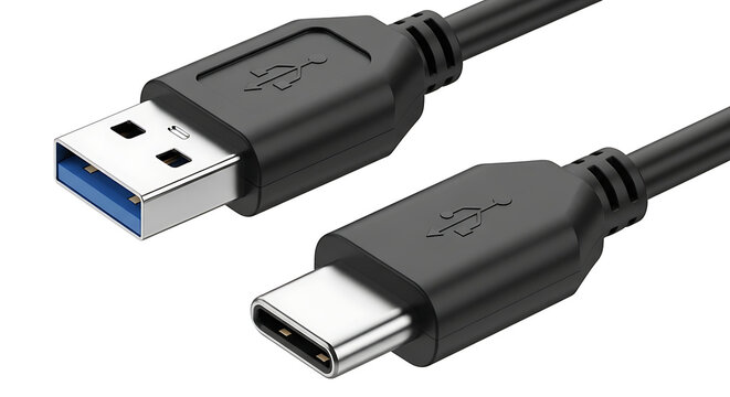 Usb-a to usb-c data transfer cable connectors with connector technology connection electronic hardware transfer equipment computer peripheral interface technical connectivity