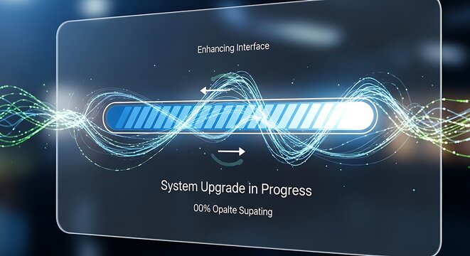 System upgrade progress bar interface software update loading process digital technology data transfer UI concept.
