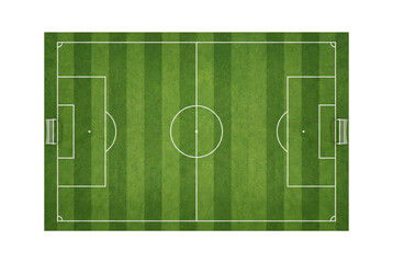 Soccer pitch top view isolated. Football field layout mockup. © PNG Lab