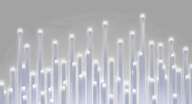 A vertical array of soft white light bars creates a rhythmic pattern on a transparent background.