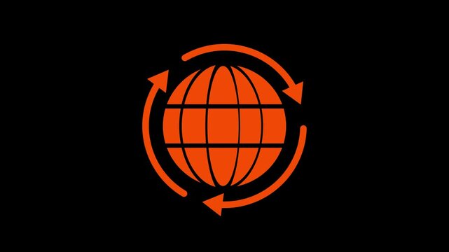 Dollar icon with world globe, International money transfer icon. world business connecting icon animation.