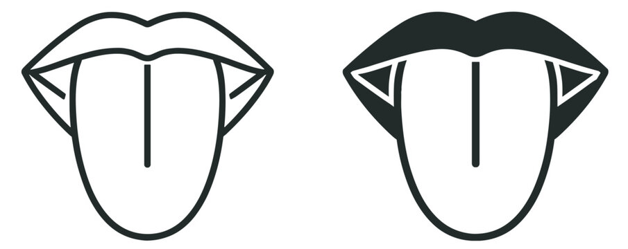 human tongue and mouth icon, oral anatomy vector illustration, lips and taste organ medical symbol isolated on transparent background