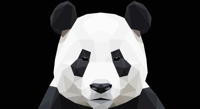 Low Poly Panda Bear Head Closeup.