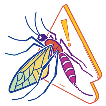 Mosquito warning sign danger alert insect danger symbol epidemic health alert danger zone virus carrier threat outbreak contagion disease risk warning symbol graphic.