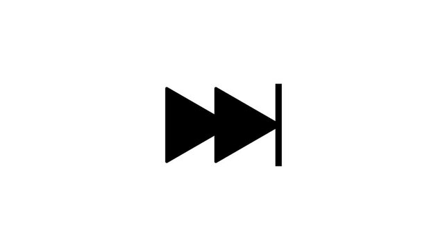 black colour Rewind button icon isolated on white background. 4K Video