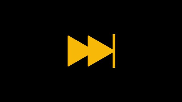 red colour Rewind button icon isolated on black background. 4K Video