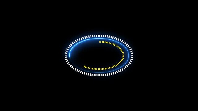 Glowing neon text number circle frame loading icon animation.