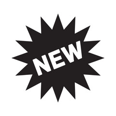 Fototapeta premium A black starburst shaped label with the word new in white letters