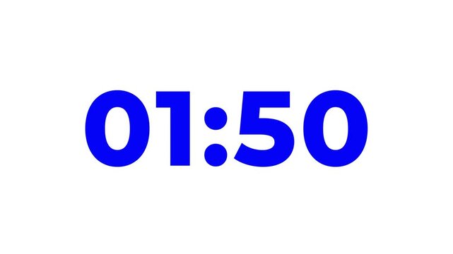 2 Minute countdown, 120s second Digital Countdown timer animation from 120 to 0 seconds, Simple Two minute countdown timer. 120s second countdown with  black background. 4k motion video.