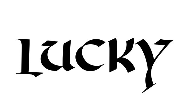 Lucky celtic uncial calligraphy sign for heritage branding design