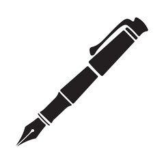Naklejka premium Classic fountain pen creating dynamic black ink splash illustration