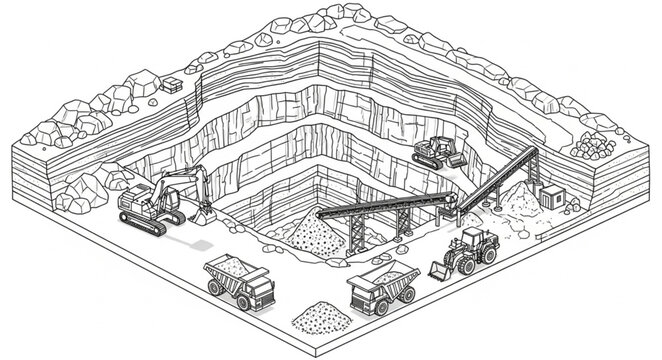 Isometric illustration of bookstore interior with shelving and staircase.