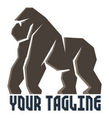 elegant silhouette logo of gorilla for iconic branding © Yanti83