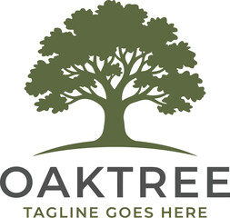 Fototapeta premium Oak tree logo vector graphic illustration with tagline space