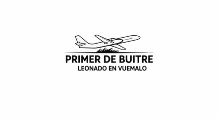 Fototapeta premium A stylized drawing of an airplane taking off over grass, with text below