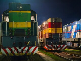 Highly detailed shot of maintenance locomotive with colorful stripes and textured exterior © Vladimir