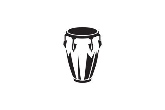 Conga drum silhouette on white background