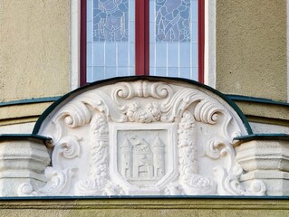 Decorative architectural detail. Closeup of historic urban structure displaying detailed ornamentation © Vladimir