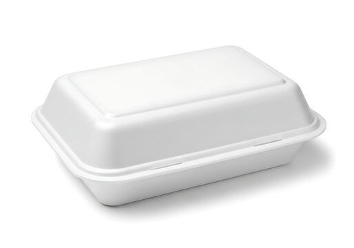 Empty white styrofoam food takeaway container isolated
