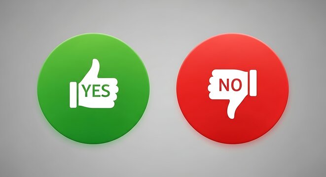 Yes no button icons on gray background