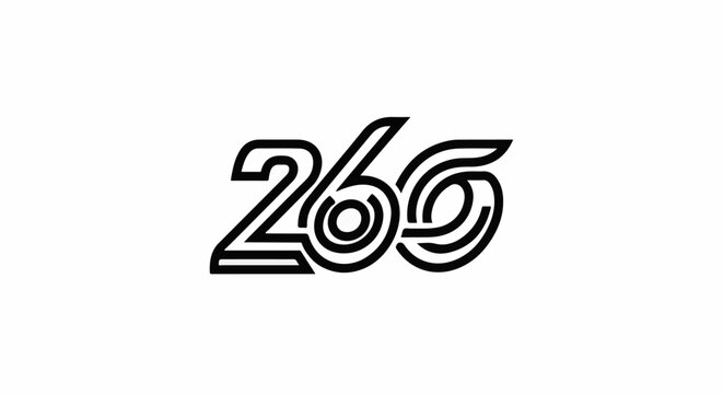 Stylized black lines form the numbers 265 on a white background