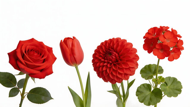 Red flowers on white background