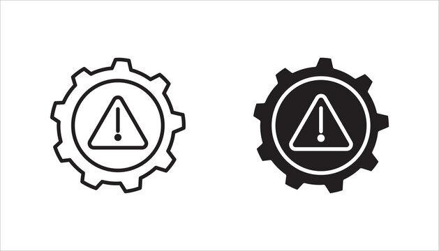 thin line failure icon set, with broken operational process. concept of repair or maintenance symbol. vector illustration on white background